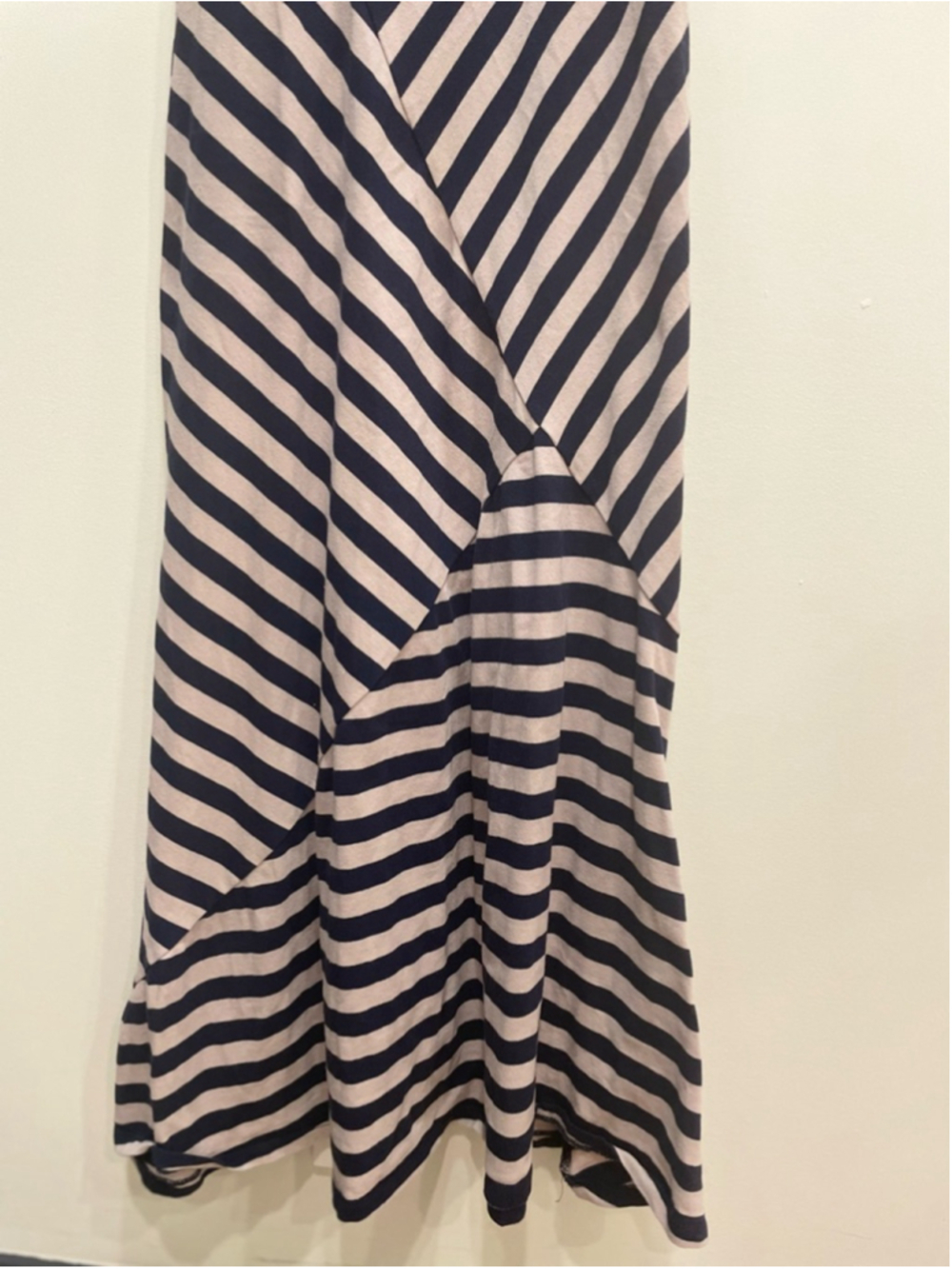 Monteau Navy Striped Bias Cut Maxi Dress M Nautical Ballet Preppy Coastal - Picture 3 of 9